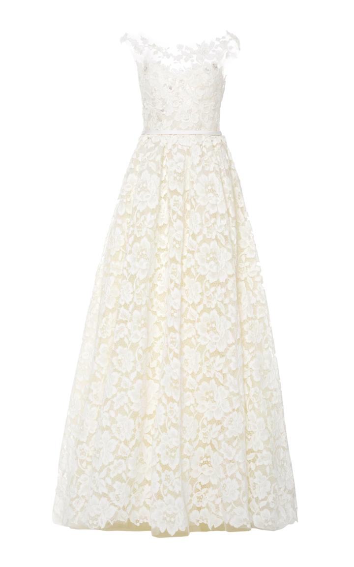 Mira Zwillinger Emily Floral-appliqud Lace Gown