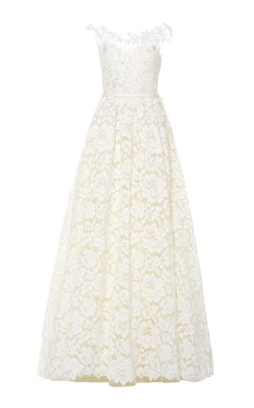 Mira Zwillinger Emily Floral-appliqud Lace Gown