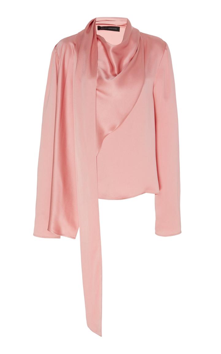 Sally Lapointe Draped Satin Top Size: 2