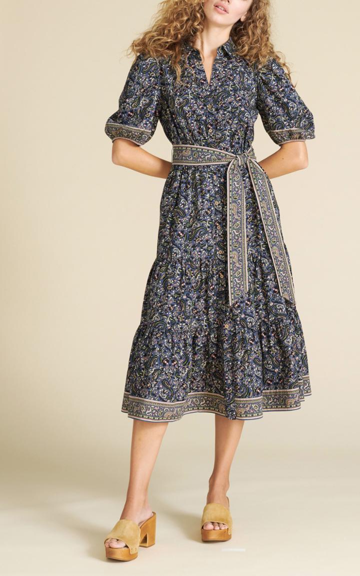 Moda Operandi Veronica Beard Eunice Belted Floral Cotton Dress