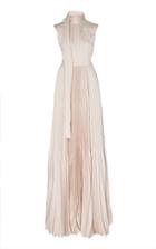 Burnett New York Rose Pleated High Neck Gown