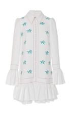 Carolina Herrera Long-sleeve Embroidered Mini Dress