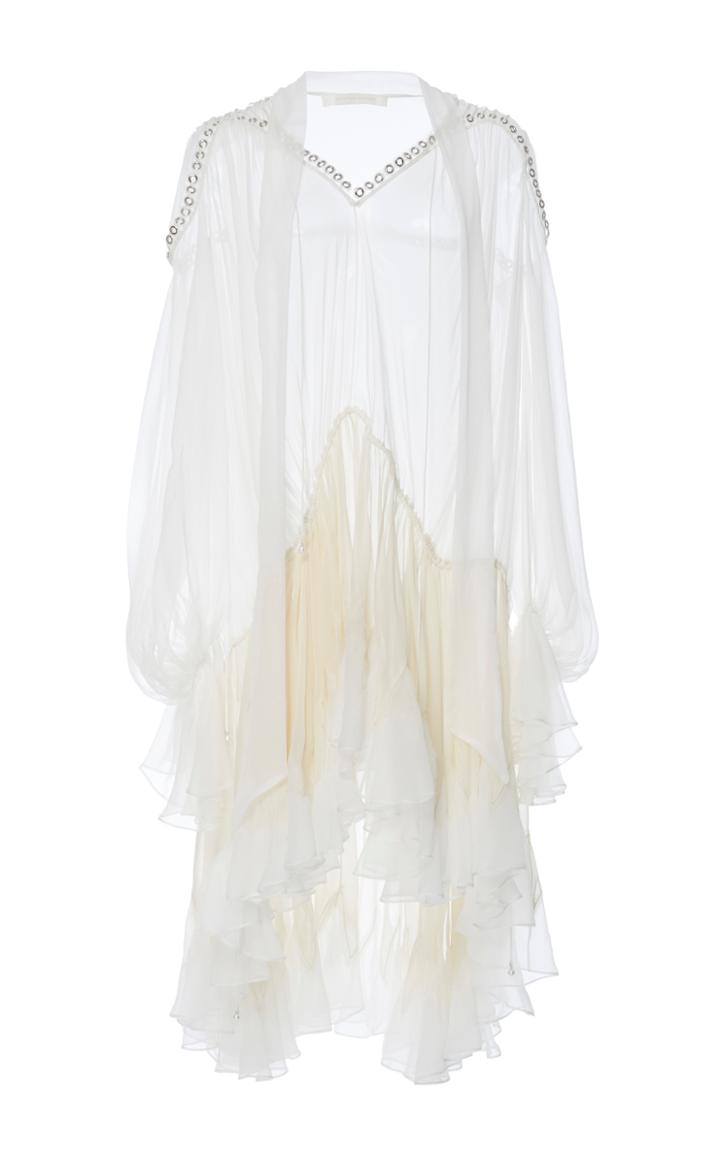 Jonathan Simkhai Tie Neck Ruffled Silk Dress