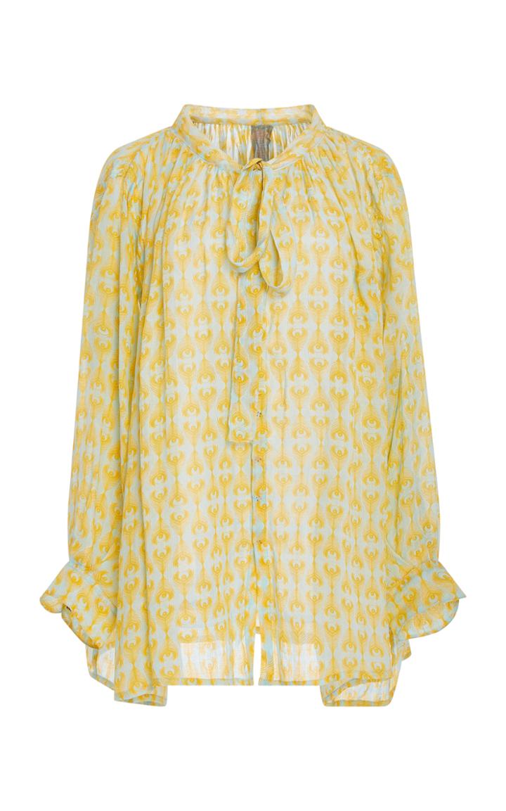 Yvonne S Feather Linen Bow Blouse