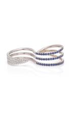 Melissa Kaye Cris 18k White Gold Diamond And Blue Sapphire Two-finger Ring