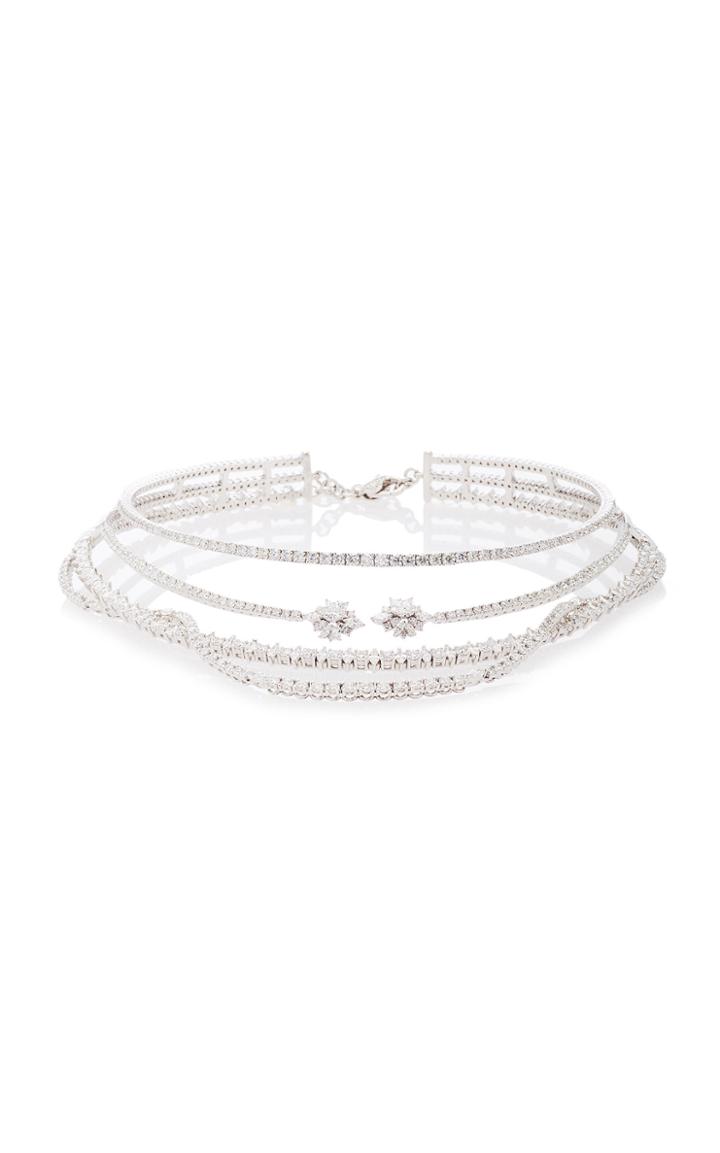 Yeprem Illusion Layered 18k White And Diamond Necklace