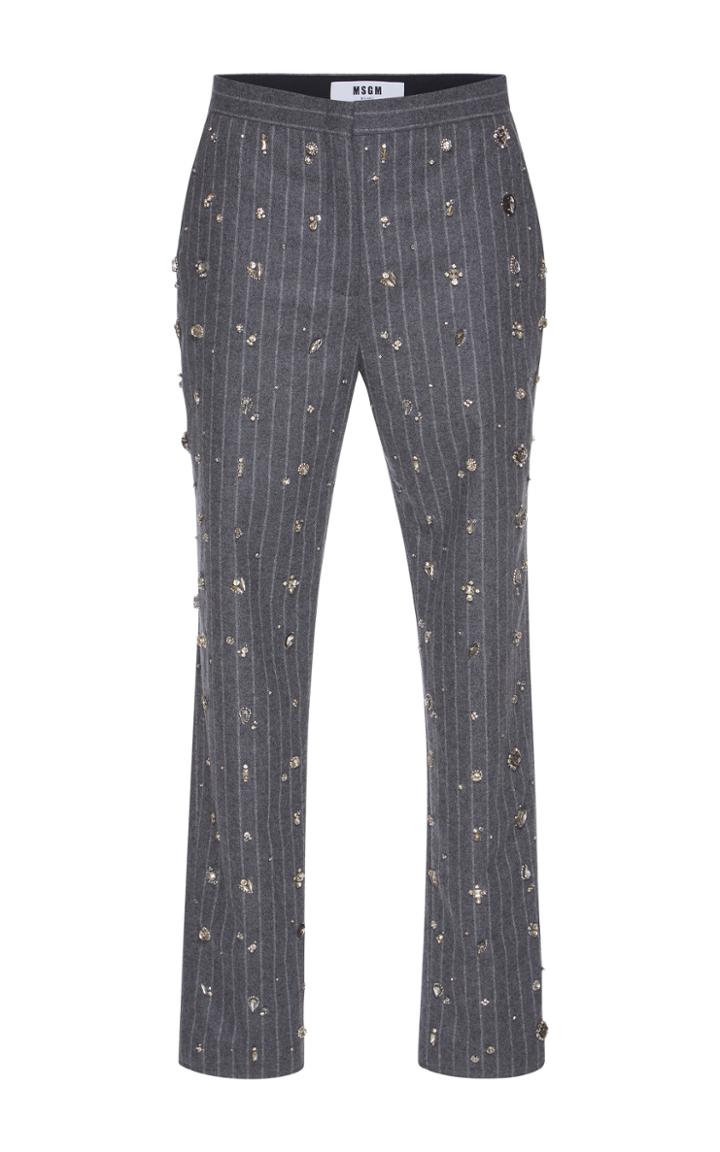 Msgm Embellished Pinstripe Pants