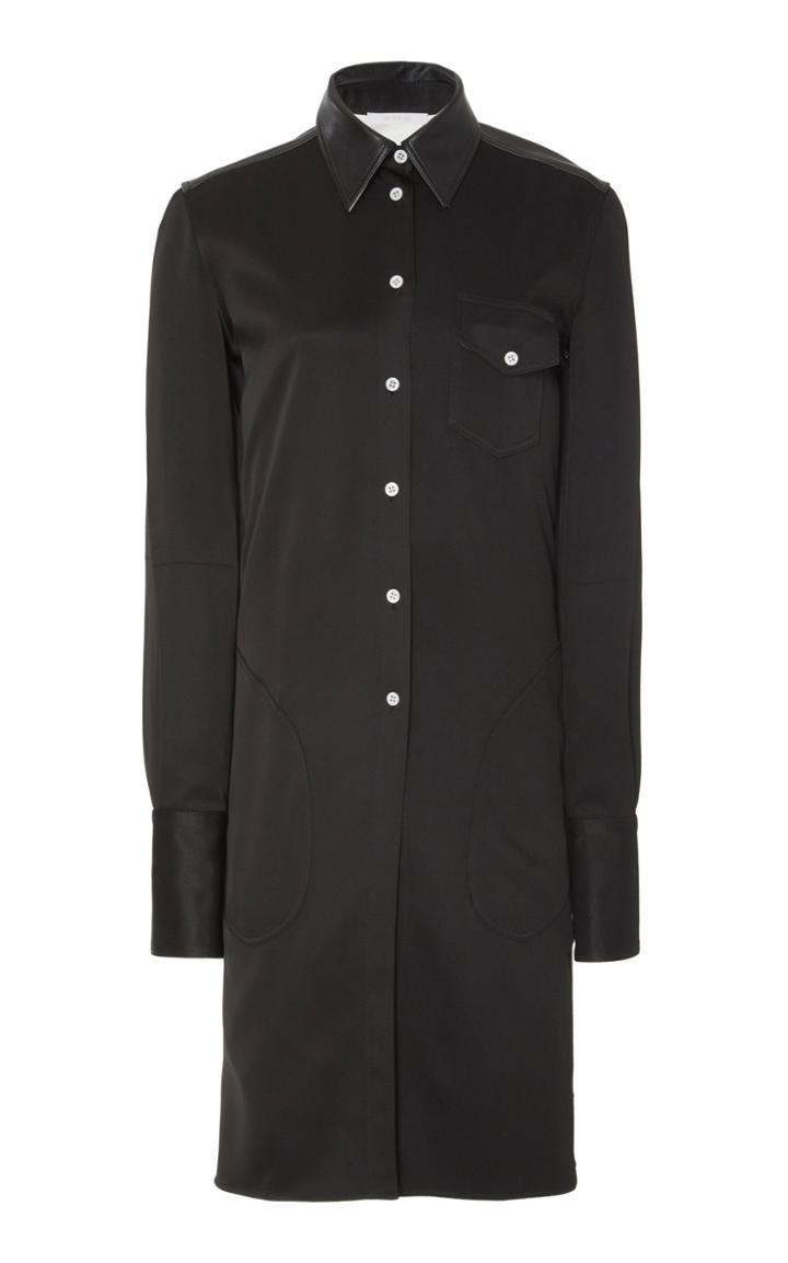Peter Do Leather-trimmed Satin-twill Shirt-dress Size: 34