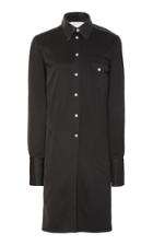 Peter Do Leather-trimmed Satin-twill Shirt-dress Size: 34