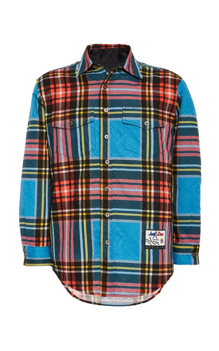 Just Don Islanders Plaid Button Down Cotton Shirt Size: M