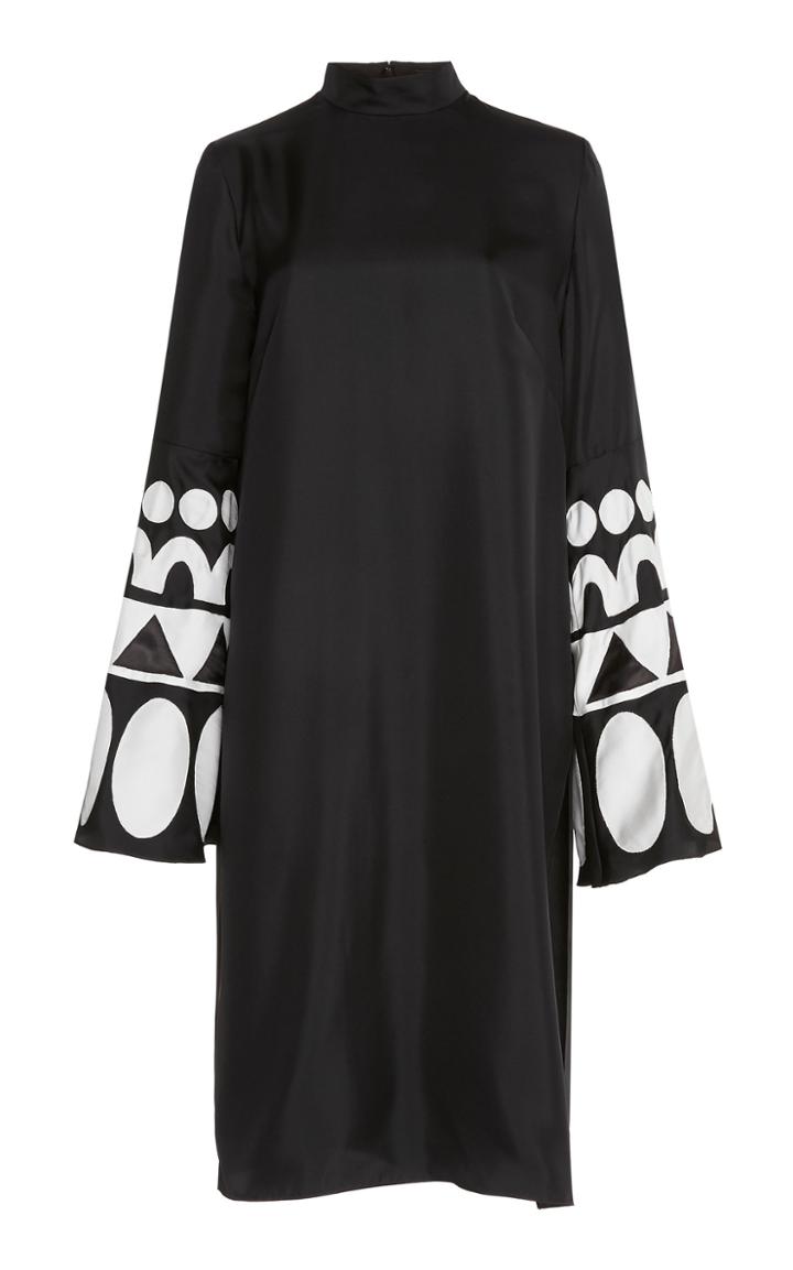 Andrew Gn Wide Sleeve Silk Shift Dress