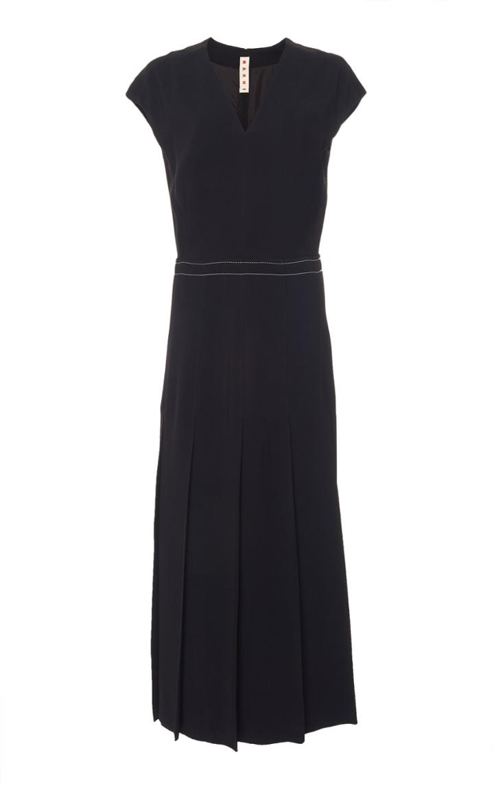 Marni V-neck Crepe Contrast Dress