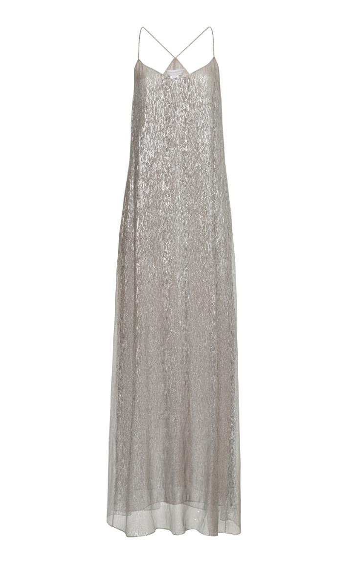 Marie France Van Damme Metallic Silk-blend Maxi Dress