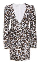 Michael Kors Collection Leopard-print Embellished Crepe Peplum Dress