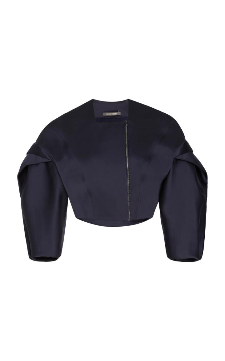 Moda Operandi Zac Posen Crepe De Chine Cropped Jacket Size: 0