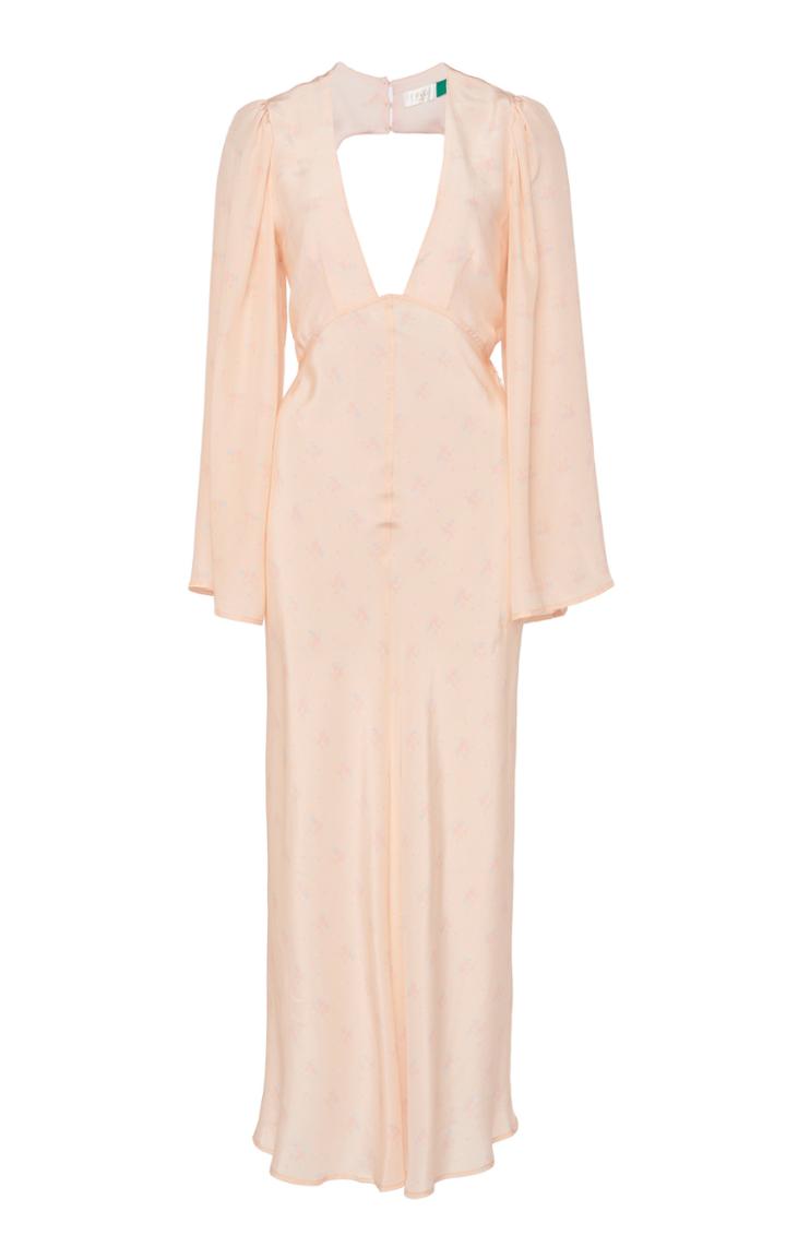 Rixo Nadia Silk Long Sleeve Midi Dress
