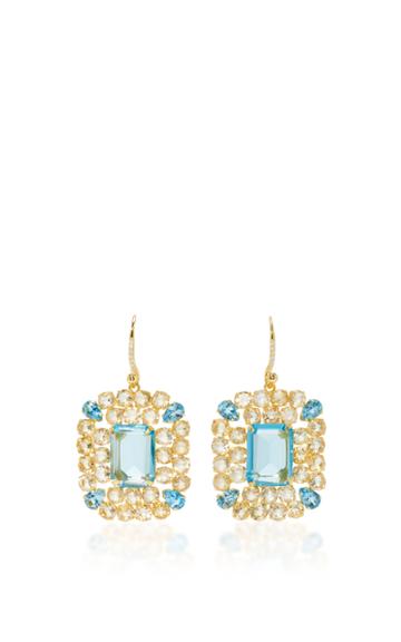 Bounkit Blue Quartz And Citrine Earrings