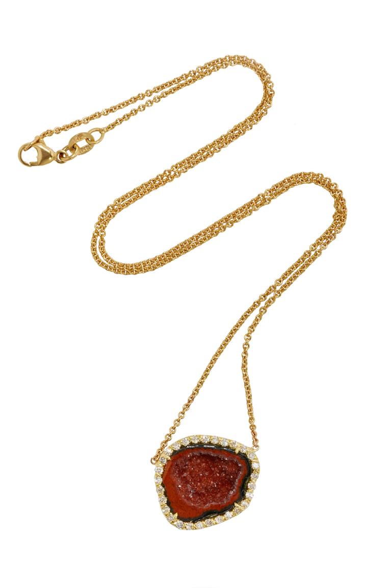 Kimberly Mcdonald Red And Orange Geode And Diamond Pendant