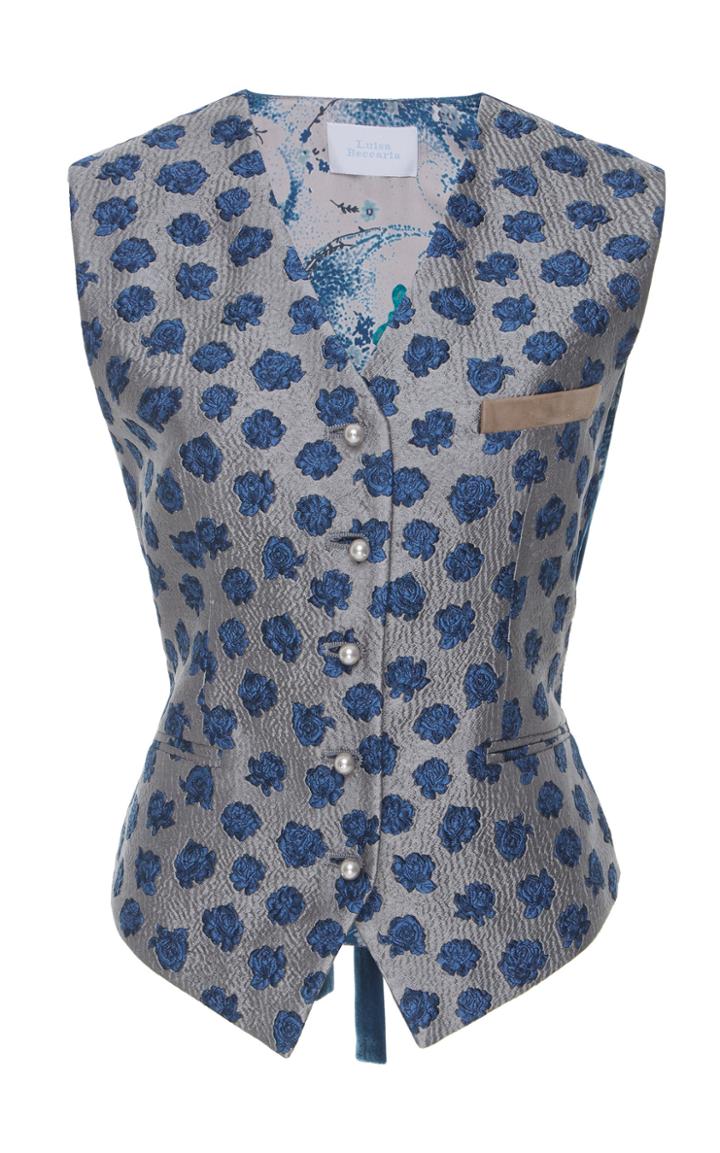 Luisa Beccaria Floral Jacquard Vest