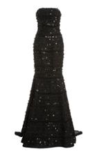 Moda Operandi Carolina Herrera Strapless Embellished Trumpet Silk Gown