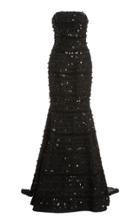 Moda Operandi Carolina Herrera Strapless Embellished Trumpet Silk Gown