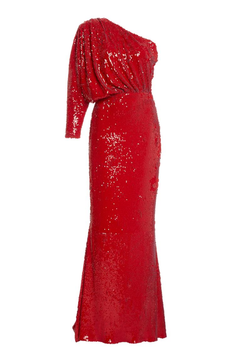 Moda Operandi Kalmanovich Sequined One Shoulder Gown