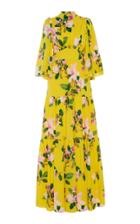 Moda Operandi Andrew Gn Floral Silk Tiered Maxi Skirt