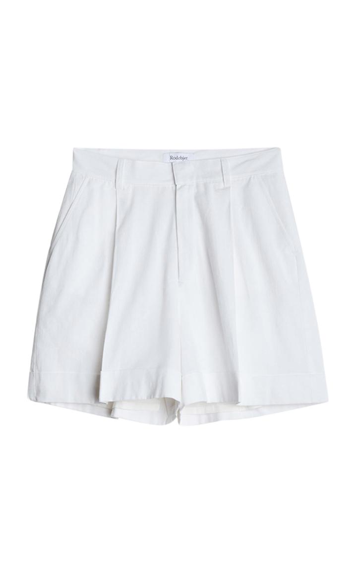 Moda Operandi Rodebjer Marta Pleated Cotton-linen Cuffed Shorts