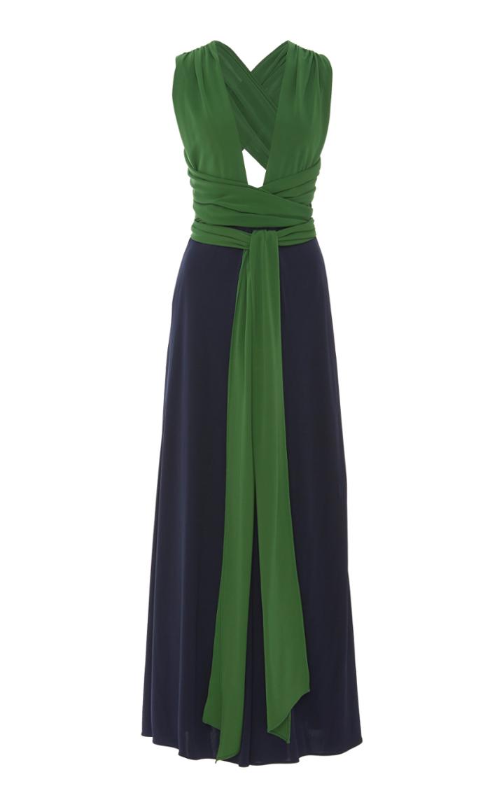 Tory Burch Color-block Cutout Crepe Maxi Dress