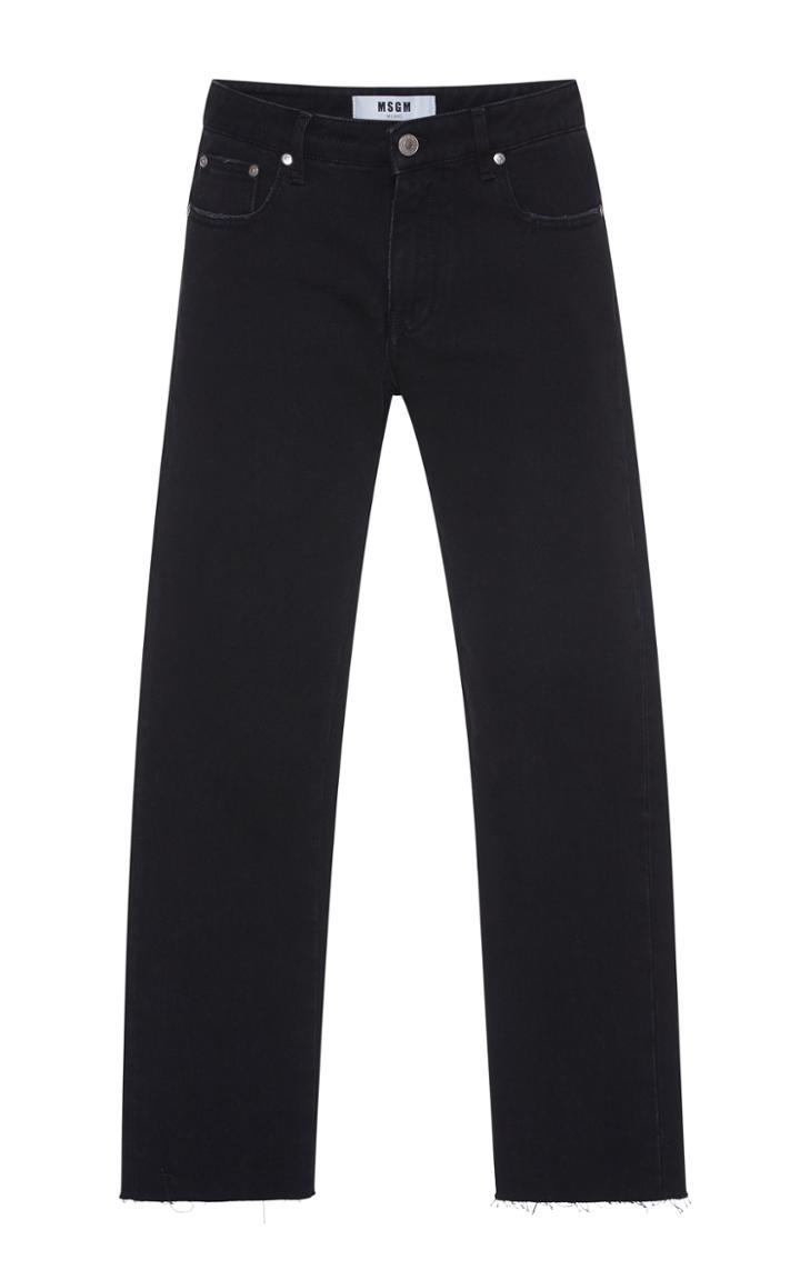 Msgm Cropped Straight Leg Logo Denim Jean
