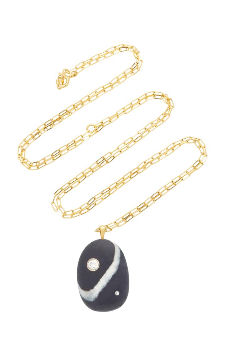 Cvc Stones Ground Control 18k Gold Beach Stone And Diamond Necklace