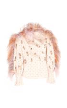 Peter Pilotto Feather-trimmed Crystal-embellished Hammered Satin Top