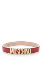 Moschino Red Leather Classic Logo Belt