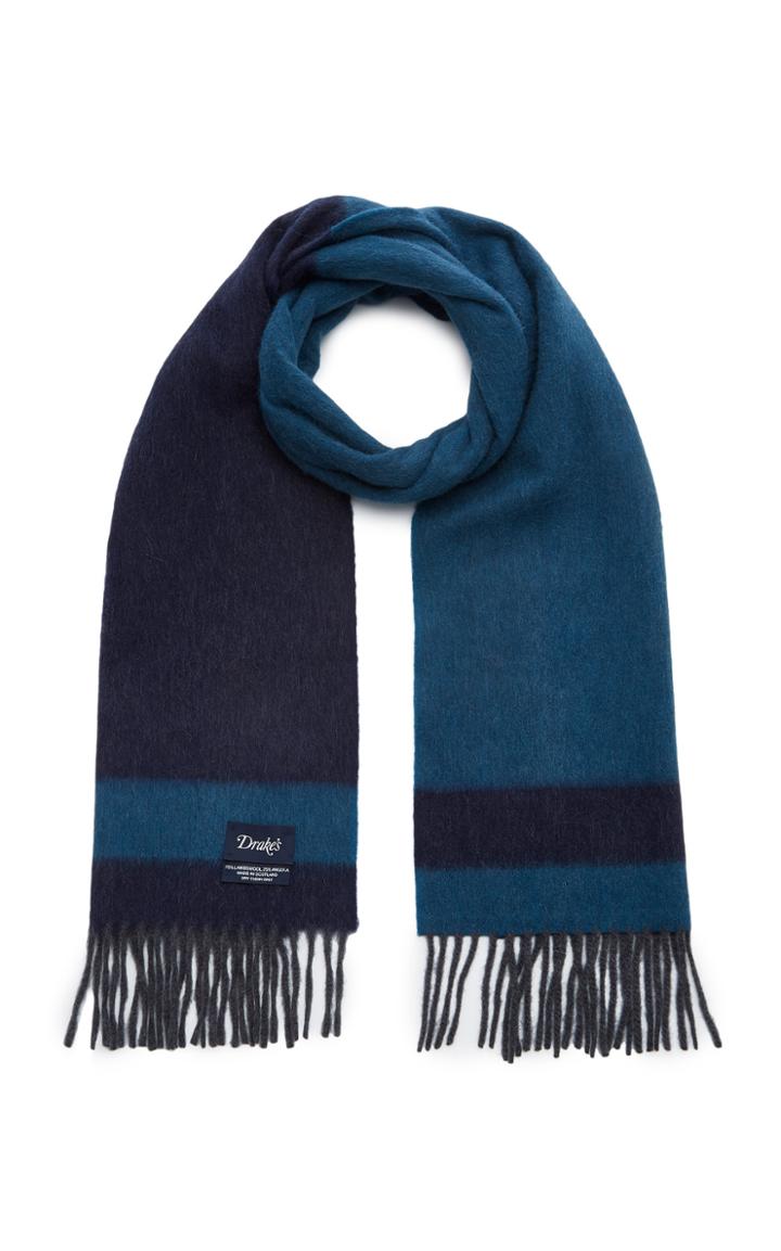Drake's Lamora Striped Angora And Wool Scarf