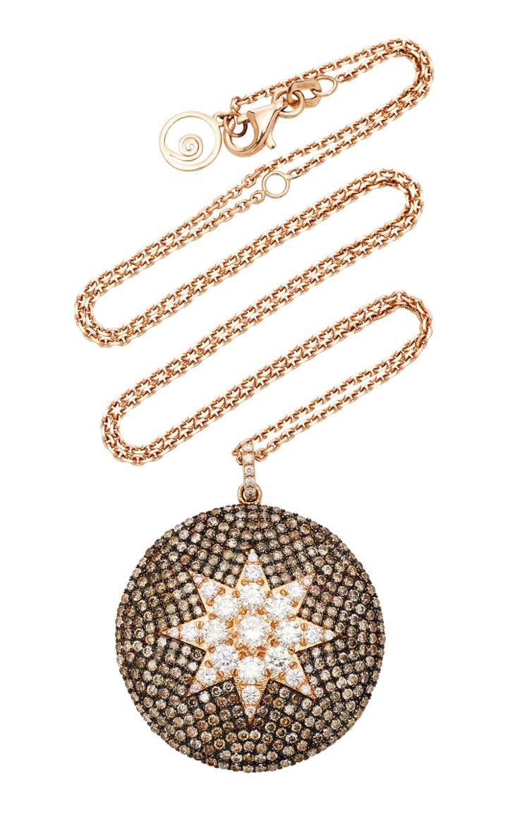 Bee Goddess Venus Star 14k Rose Gold Diamond Necklace