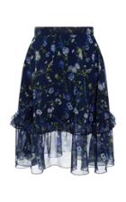 Prabal Gurung Stem Floral Ruffle Skirt