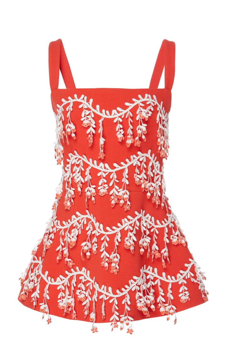 Lela Rose Fringed Wool-blend Peplum Top