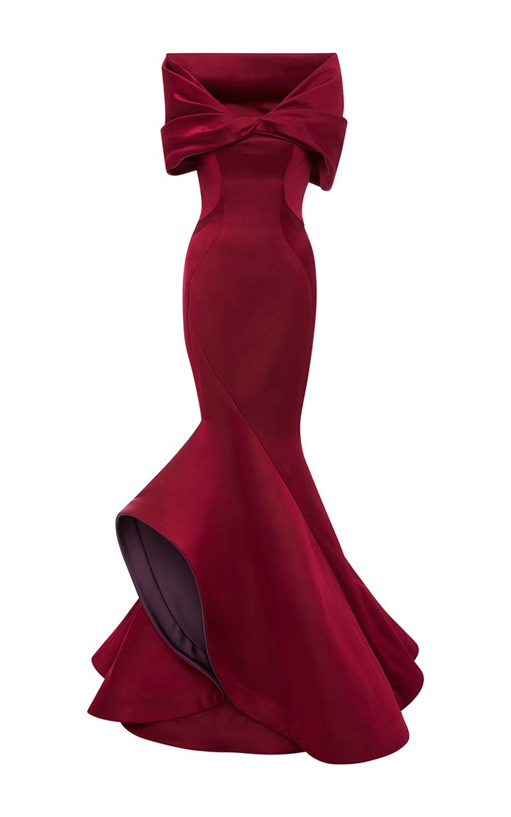 Zac Posen Double Face Duchesse Off The Shoulder Gown