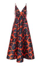 Lela Rose V-neck Midi Silk Dress