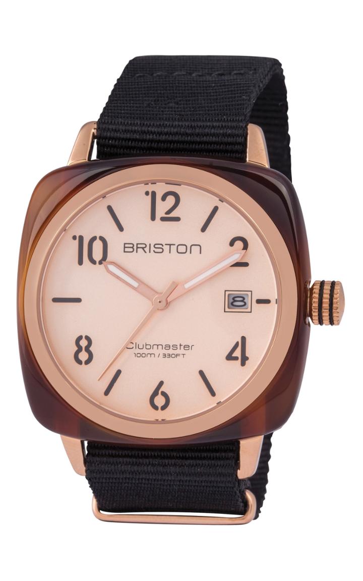 Briston Clubmaster Classic Acetate Hour Minute Seconds Watch With Imitation Alligator Leather Strap