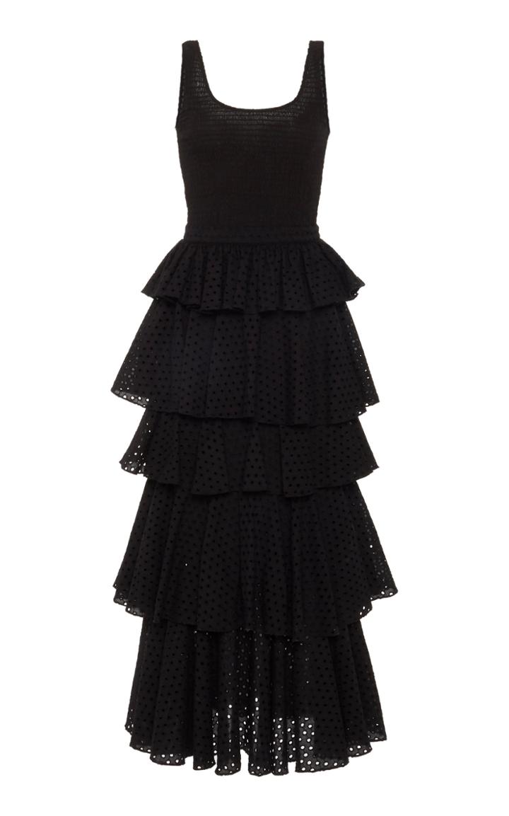 Rhode Naomi Smocked Eyelet Midi Dress