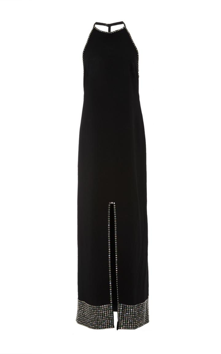 Adam Selman Embellish-trimmed Halter Midi Dress