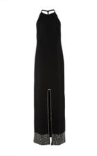 Adam Selman Embellish-trimmed Halter Midi Dress