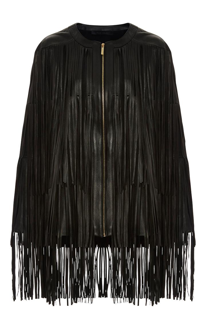 Elie Saab Leather Fringe Cape