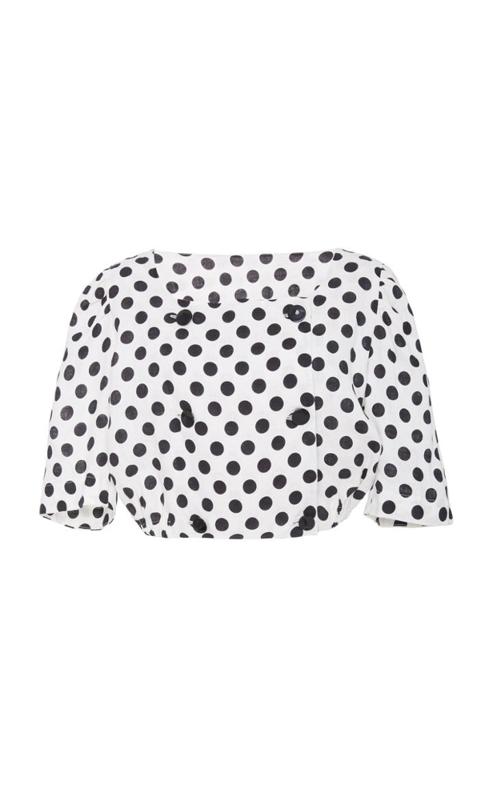 Lisa Marie Fernandez Diana Double Breasted Polka Dot Linen Top
