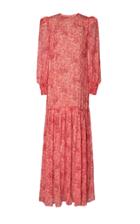 Adriana Degreas Hydrangea Print Silk Maxi Dress
