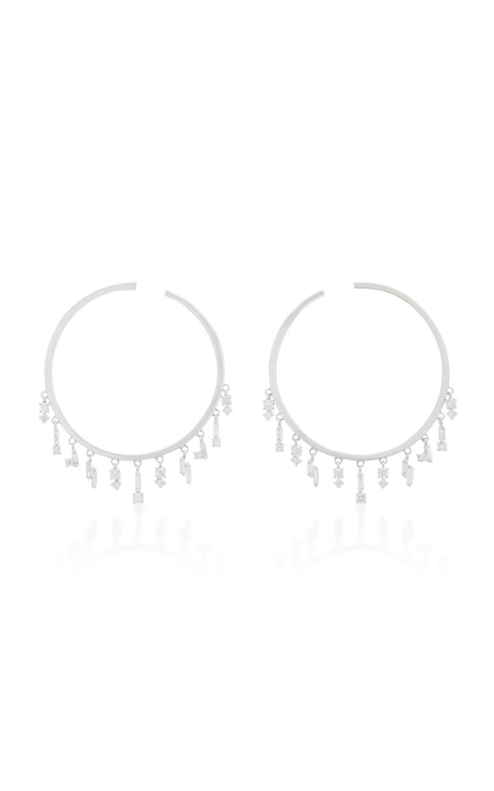 Suzanne Kalan 18k White Gold And Diamond Hoop Earrings