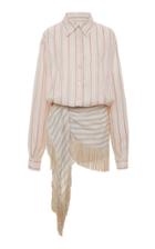 Moda Operandi Attico Fringed Striped Wrap Detailed Shirt Dress