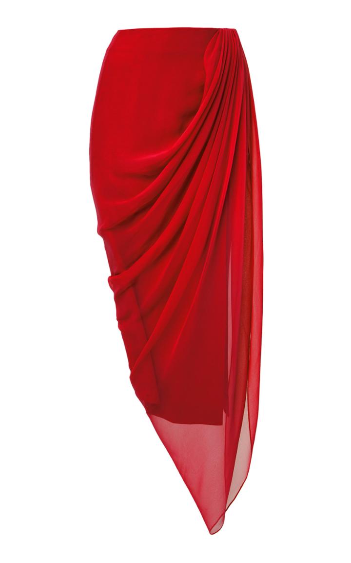 Prabal Gurung Tisese Draped Silk Skirt