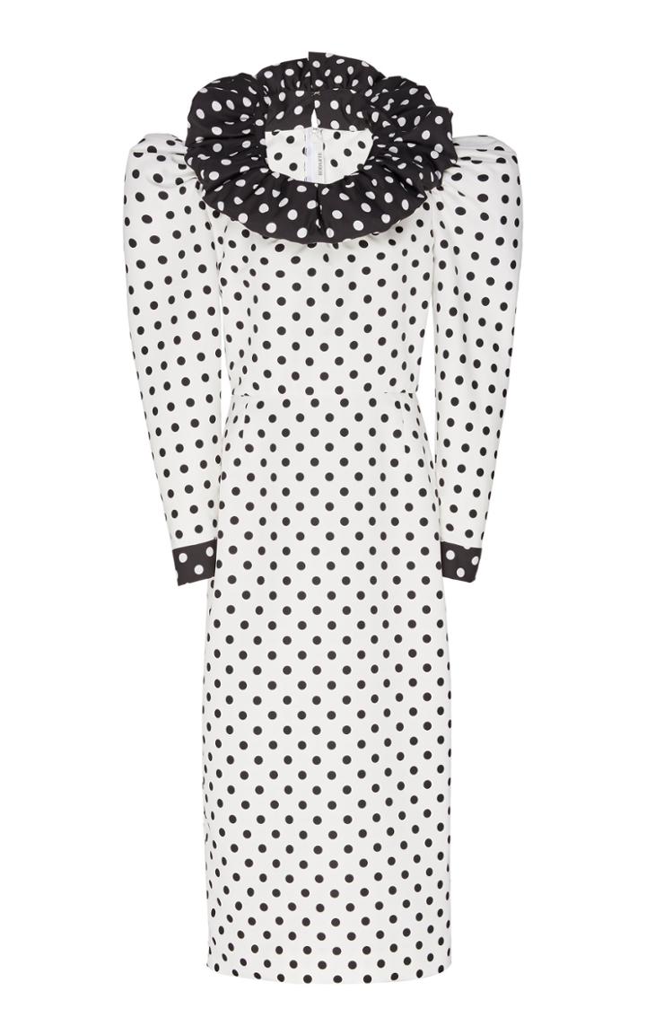 Moda Operandi Rodarte Ruffled Polka Dot Midi Dress Size: 0